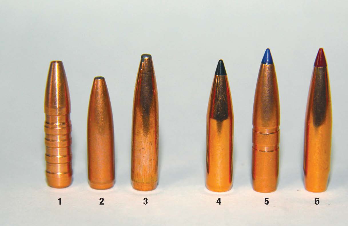 Bullets must be chosen carefully when hunting hogs with .224-caliber AR rounds. Some proven favorites include: (1) Quality Cartridge’s 68-grain Game-StopR, (2) Speer’s 75-grain Gold Dot, (3) Federal’s 90-grain Fusion (224 Valkyrie), (4) Swift’s 75-grain Scirocco II, (5) Barnes’ 77-grain LRX BT and (6) Hornady’s 80-grain ELD-X (22 ARC).